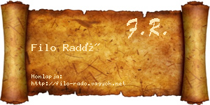 Filo Radó névjegykártya